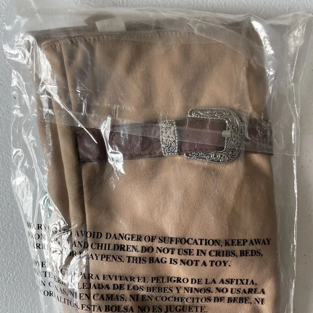 Pioneer Woman Woven Faux Leather Glove Mittens with Buckle Tan Brown Size S/M